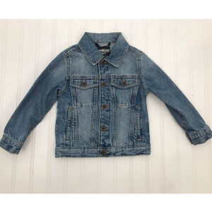 OshKosh B'Gosh Girls Light Wash Snap Front Denim Trucker Jean Jacket Size 2T